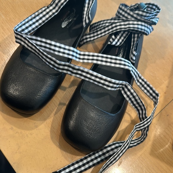 Free People Jeffrey Campbell That’s a wrap ballet flats black white gingham - Picture 7 of 9